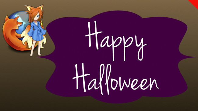Обои картинки фото компьютеры, mozilla firefox, фон, логотип, halloween