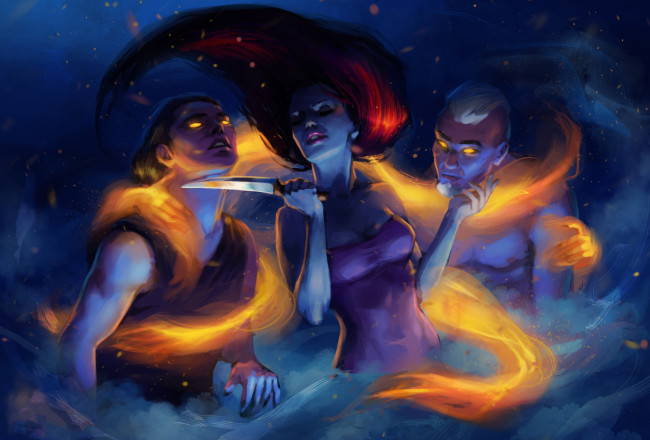 Обои картинки фото фэнтези, магия, девушка, фон, кинжал