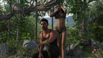 Картинка 3д+графика фантазия+ fantasy фон взгляд девушка