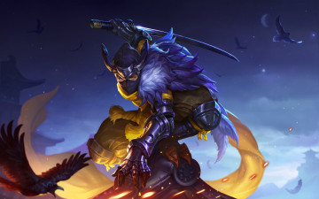 Картинка фэнтези люди взгляд поза арт ниндзя ворон art ninja