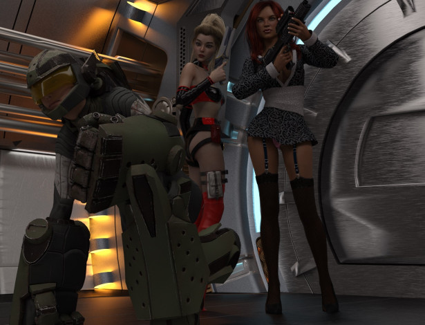 Обои картинки фото 3д графика, фантазия , fantasy, взгляд, фон, девушки