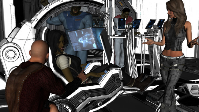 Обои картинки фото 3д графика, фантазия , fantasy, фон, девушки, взгляд