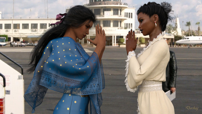 Обои картинки фото 3д графика, люди , people, фон, взгляд, девушки