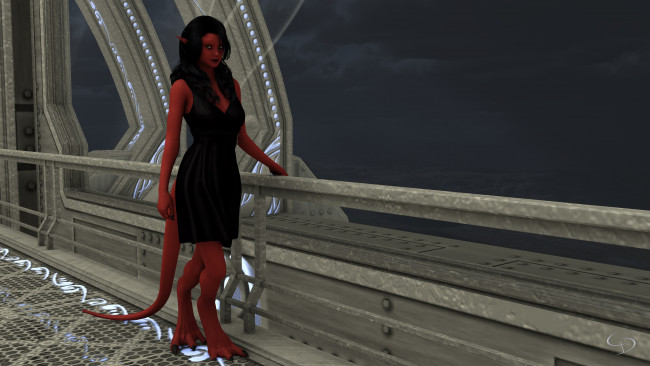 Обои картинки фото 3д графика, существа , creatures, взгляд, девушка, фон