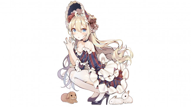 Обои картинки фото аниме, животные,  существа, девушка