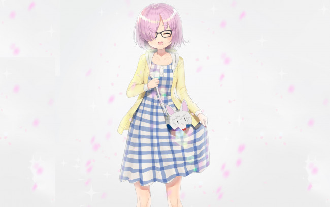 Обои картинки фото аниме, fate, stay night,  grand order,  apocrypha, кролик, очки, девочка