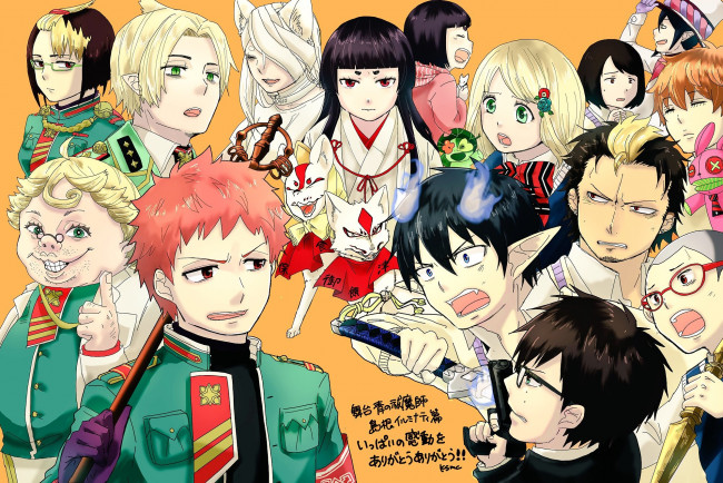 Обои картинки фото аниме, ao no exorcist, персонажи, коллаж