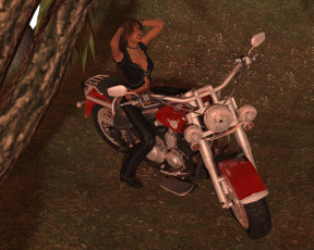 Картинка 3д+графика люди-авто мото+ people-+car+ +moto девушка фон взгляд