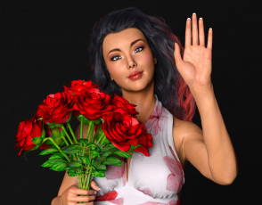 Картинка 3д+графика люди+ people фон взгляд девушка