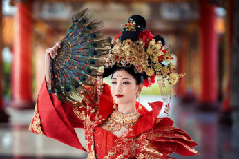 Картинка девушки -unsort+ азиатки украшения веер