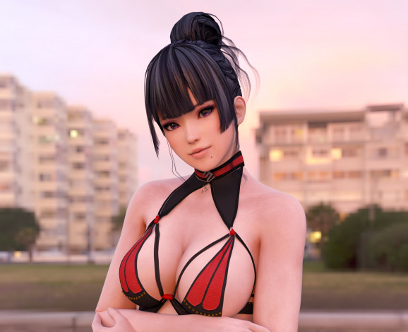 Обои картинки фото 3д графика, люди , people, фон, взгляд, девушка