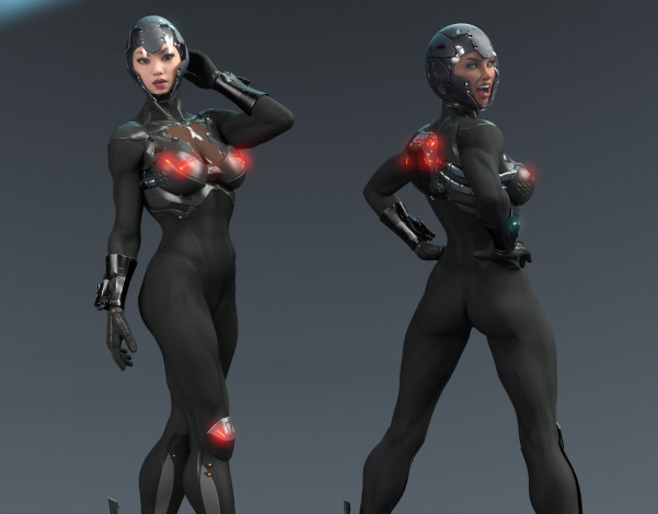 Обои картинки фото 3д графика, фантазия , fantasy, фон, взгляд, девушки