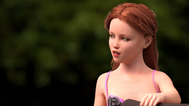 Обои картинки фото 3д графика, люди , people, взгляд, фон, девушка