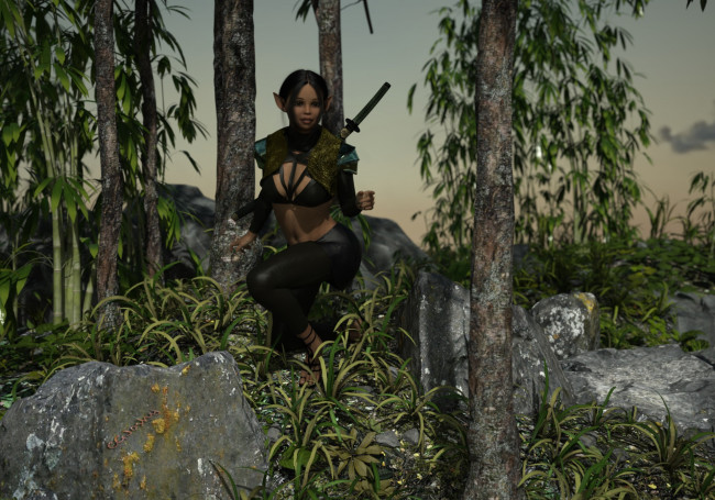 Обои картинки фото 3д графика, эльфы , elves, взгляд, фон, девушка