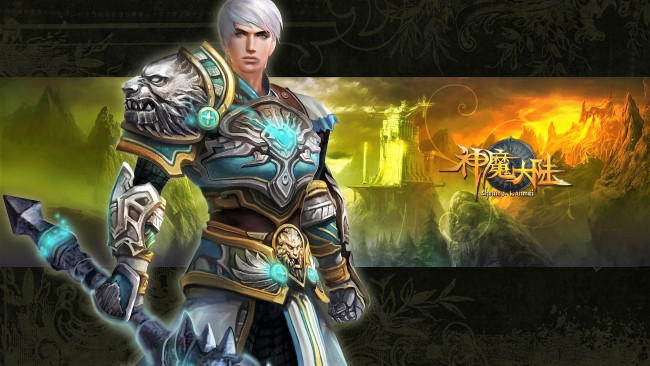 Обои картинки фото видео игры, forsaken world, воин, броня, оружие, замок, горы