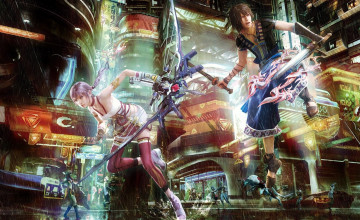 Картинка видео+игры final+fantasy+xiii персонажи город оружие