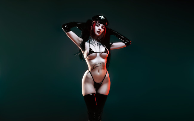 Обои картинки фото alin ma, девушки, alin ma , xenon, взгляд, фигурка, ножки, косплей, трусики