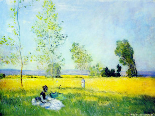 Картинка meadow at bezons рисованные claude monet