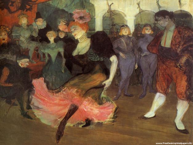 Обои картинки фото marcelle, lender, dancing, the, bolero, in, chilp&, 233, ric, рисованные, henri, de, toulouse, lautrec