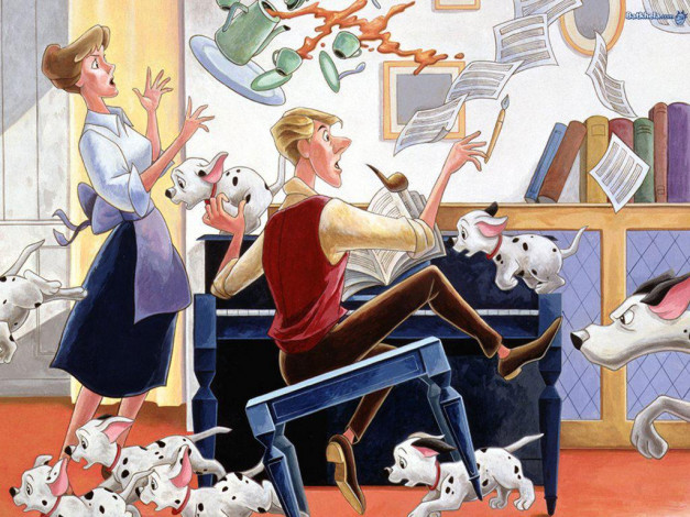 Обои картинки фото мультфильмы, 101, dalmatians