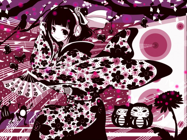 Обои картинки фото аниме, headphones, instrumental