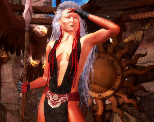 Обои картинки фото 3д, графика, amazon, амазонки, копьё, щит, орел