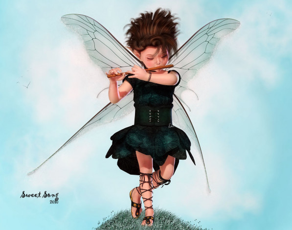 Обои картинки фото 3д, графика, elves, эльфы, фея, дудочка