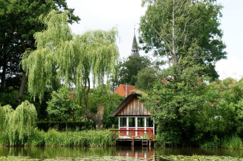 Картинка дания tonder разное сооружения постройки река растения