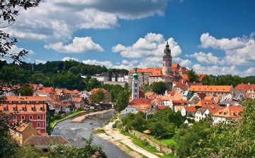 Картинка 268 esk& 253 krumlov czech republic города панорамы здания Чехия Чески-крумлов cesky влтава река