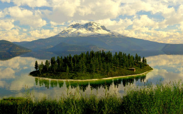Картинка little island 3д графика nature landscape природа лес трава остров горы