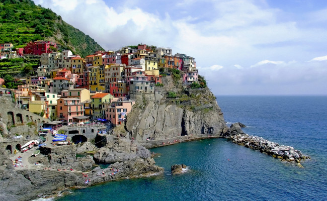 Обои картинки фото города, амальфийское, лигурийское, побережье, италия, море, дома, утес