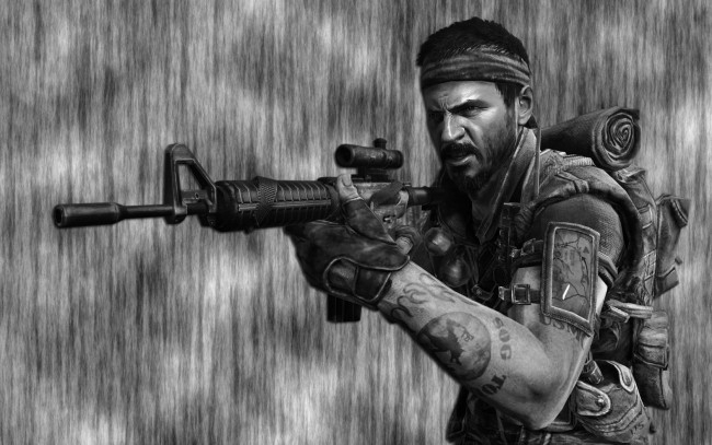 Обои картинки фото call, of, duty, black, ops, видео, игры, боец, солдат, военный, автомат