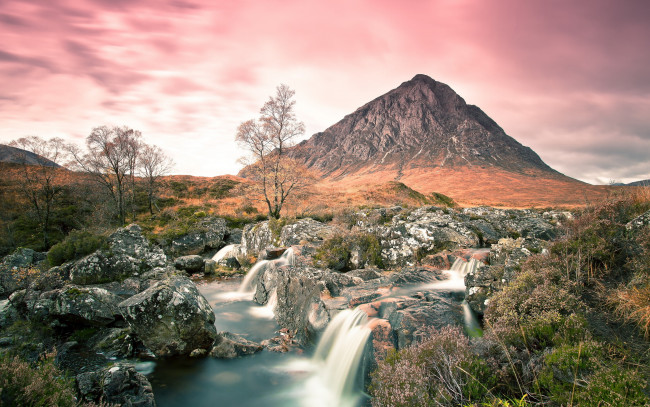 Обои картинки фото природа, водопады, камни, гора, река, каскад, деревья, пейзаж