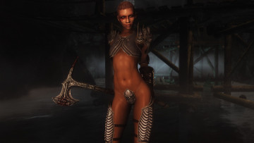 Картинка 3д графика fantasy фантазия доспехи сякира девушка