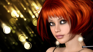 Картинка 3д графика portraits портрет глаза рыжая взгляд губы лицо