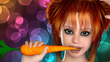 Картинка 3д графика portraits портрет губы морьковка взгляд глаза лицо