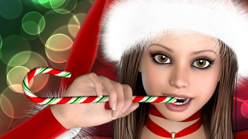 Картинка 3д графика portraits портрет лицо взгляд шапка конфетка губы глаза