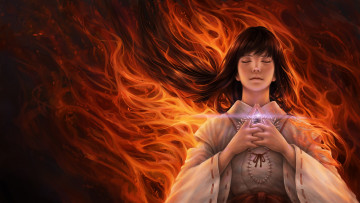 Картинка фэнтези девушки огонь