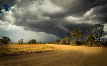 Картинка природа дороги тучи деревья дорога поле
