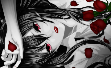 Картинка рисованные люди розы девушка