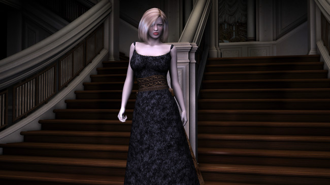 Обои картинки фото 3д, графика, people, люди, платье, взгляд, девушка