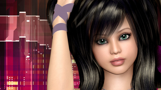 Обои картинки фото 3д, графика, portraits, портрет, губы, глаза, лицо, взгляд