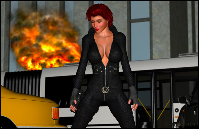 Обои картинки фото 3д, графика, fantasy, фантазия, взрыв, девушка