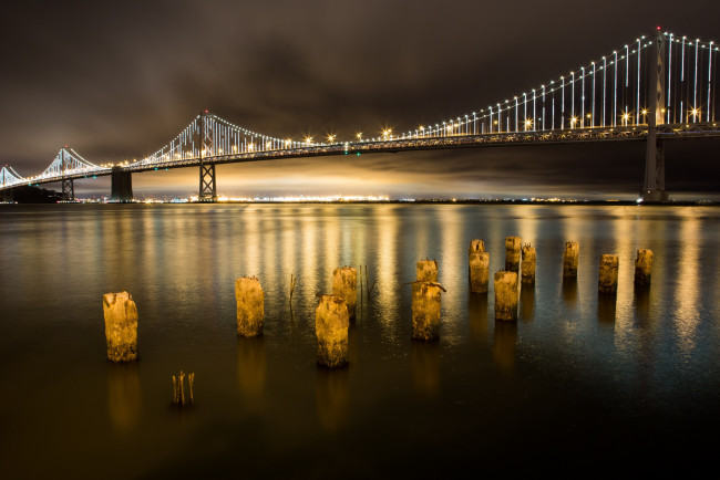 Обои картинки фото города, сан, франциско, сша, ночной, город, иллюминация, огни