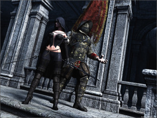 Картинка 3д+графика фантазия+ fantasy девушка мужчина оружие