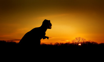 Картинка разное компьютерный+дизайн закат небо t-rex динозавр тираннозавр tyrannosaurus