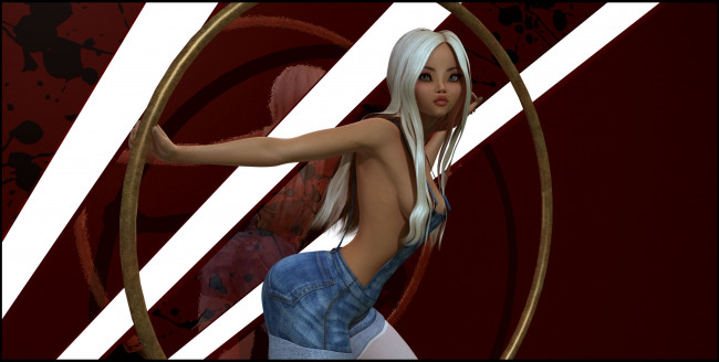 Обои картинки фото 3д графика, люди , people, девушка, взгляд, фон, блондинка