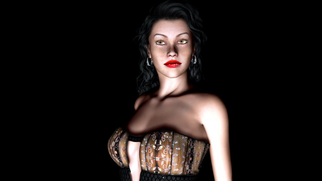 Обои картинки фото 3д графика, люди , people, девушка, взгляд, фон