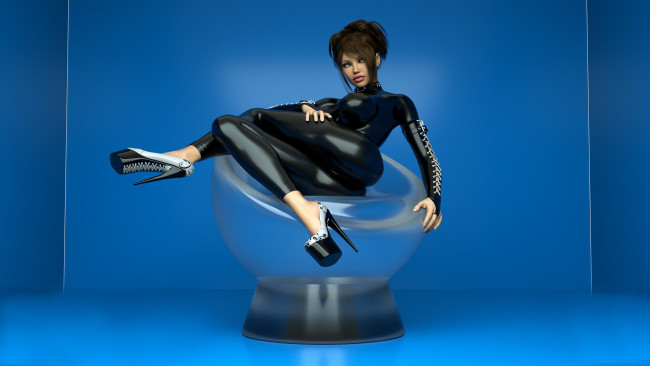 Обои картинки фото 3д графика, люди , people, попа, ноги, каблуки, туфли, девушка, грудь, латекс