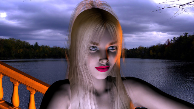 Обои картинки фото 3д графика, портрет , portraits, девушка, взгляд, фон, улыбка